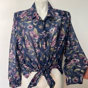Blair Vintage 90a floral shoulder pad button down